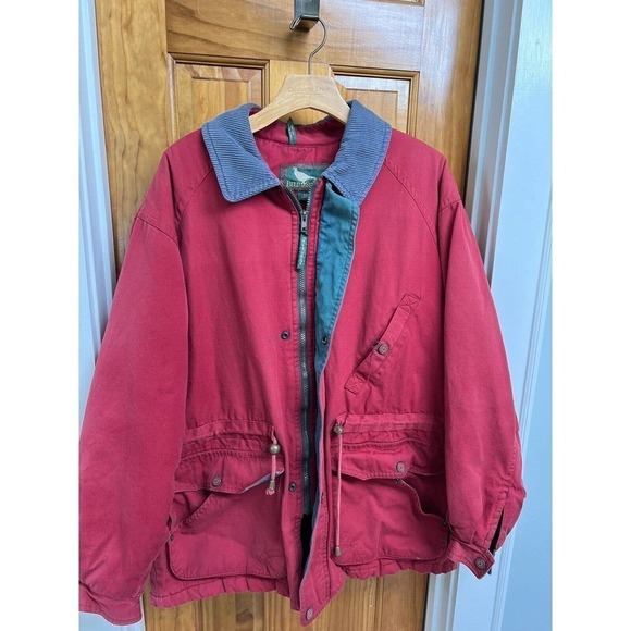 VTG Field & Stream Men’s Red Barn Work Chore Coat Gorpcore LG Corduroy Collar - Picture 4 of 16